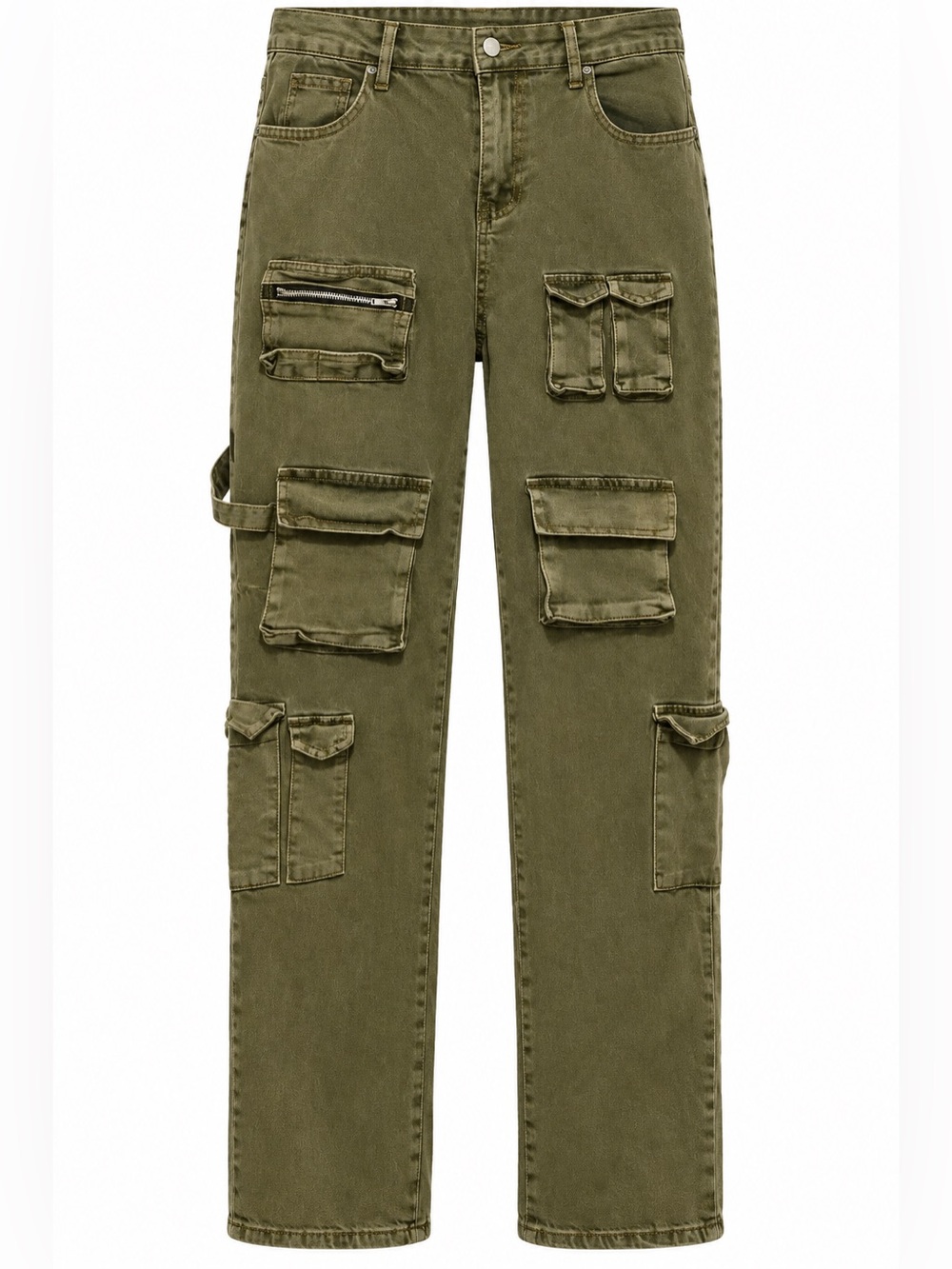 Women’s Cargo Utility Pants with Gray Green Wash Size XL